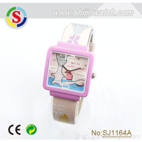 Lovely children's watch, leather and plastic
